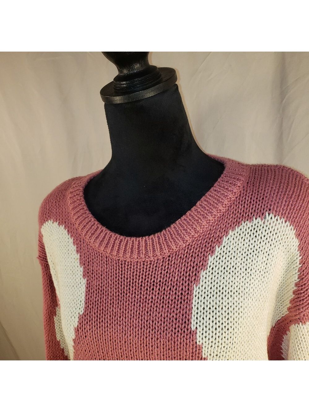 Vintage August Max Pink and White Circle Sweater - 1X